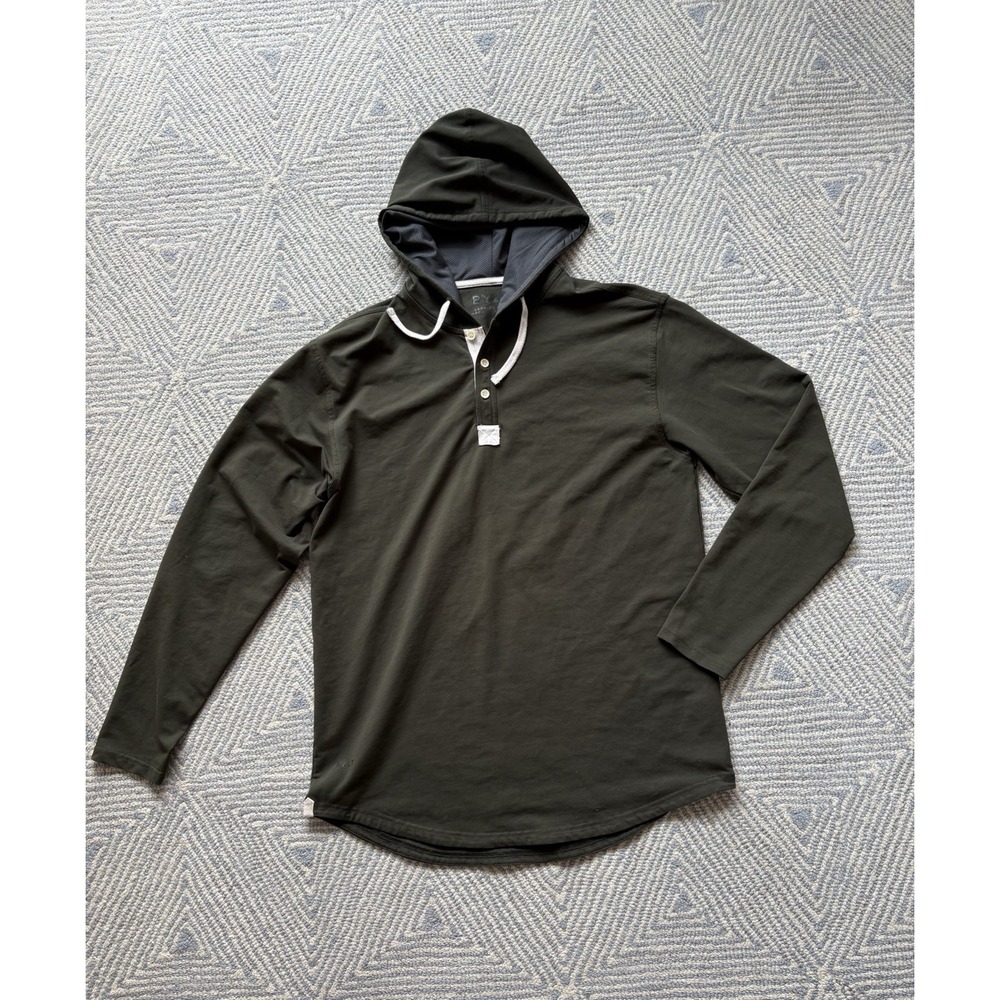 Bylt Drop Cut Hooded Henley - Green - Large